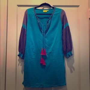 Embroidered linen tunic dress